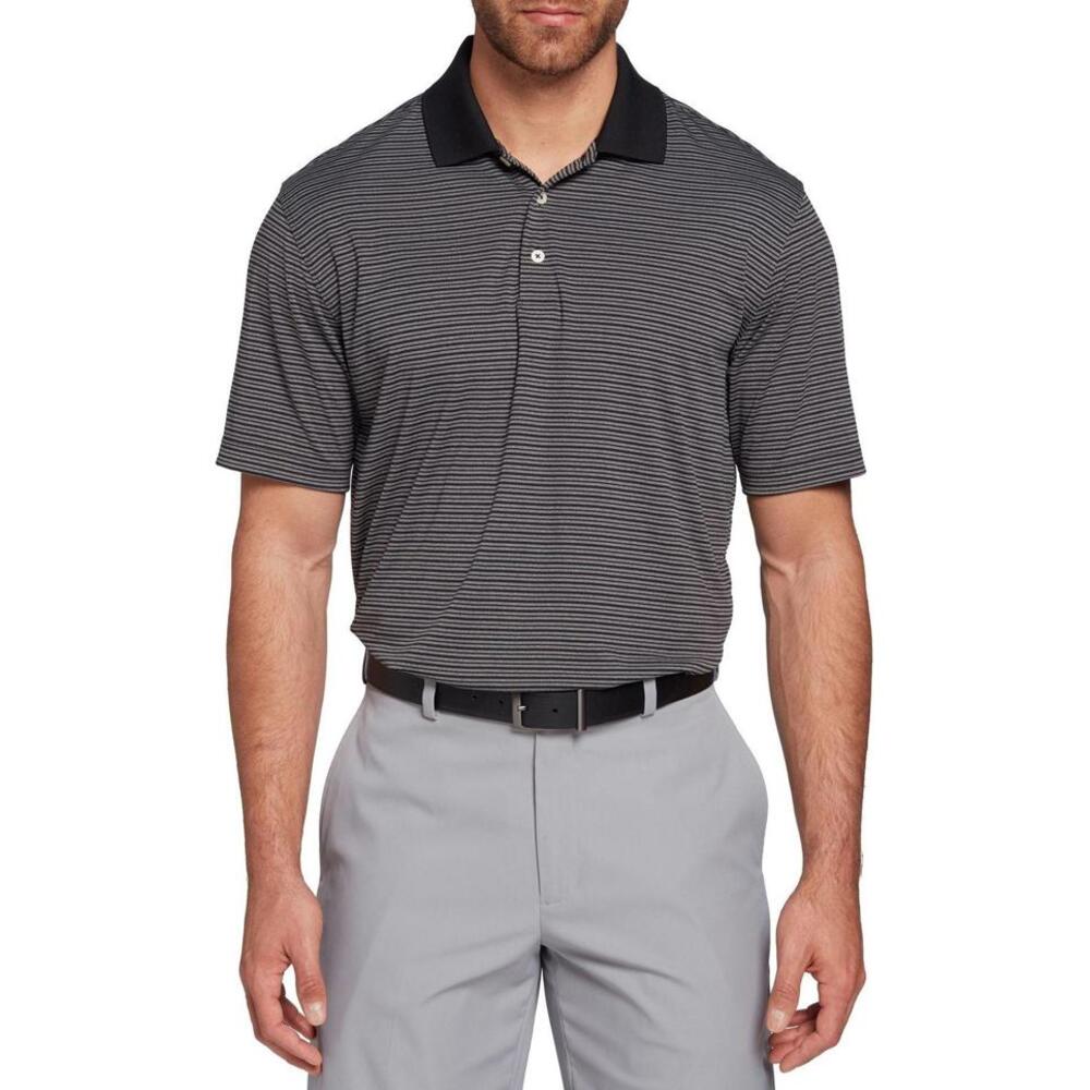 Walter Hagen Men's Essentials Stripe Golf Polo, Small, Black